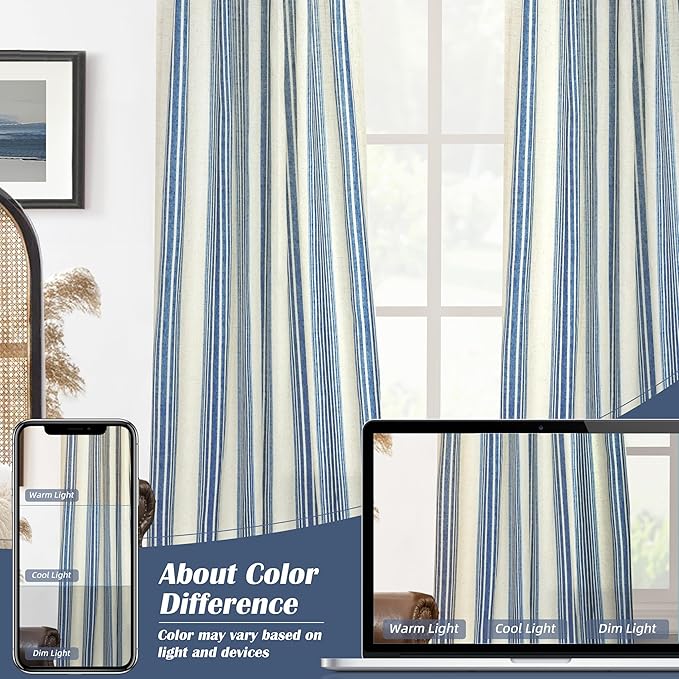 DriftAway Farmhouse Vertical Striped Linen Blend Textured Light Filtering Semi - Image 7