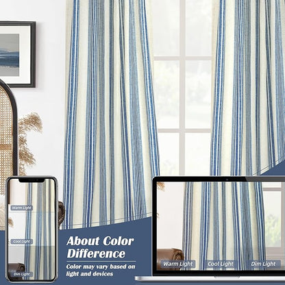 DriftAway Farmhouse Vertical Striped Linen Blend Textured Light Filtering Semi - Image 7