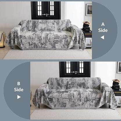MYSKY HOME Sectional Couch Cover Deep Grey Abstract Geometric Sofa Covers - Image 6