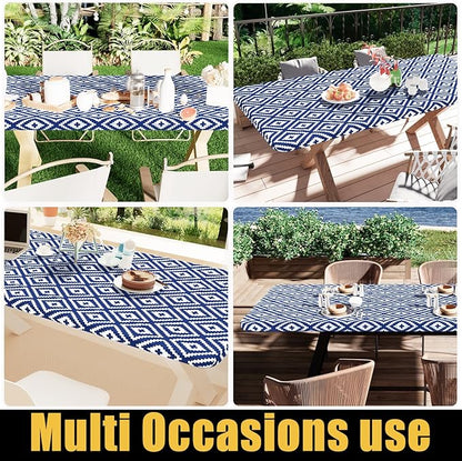 Smiry Rectangle Picnic Table Cloth, Waterproof Elastic Fitted Outdoor - Image 6