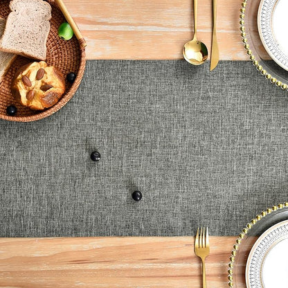 NEWISHER Farmhouse Rustic Table Runner Dark Grey Rectangular Table Runners Faux - Image 4