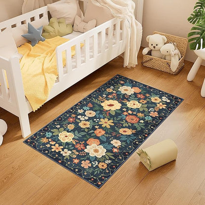 DUKINO 2x4 Rug for Entryway, Washable Kitchen Floral Runner Rug - Image 2