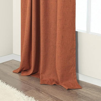 Terracotta Blackout Curtains 108 Inch Long 2 Panel Set Linen Textured Fall - Image 9