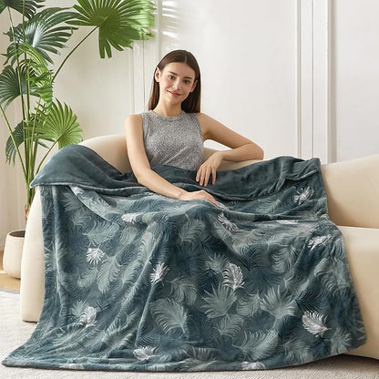 COOVA Faux Rabbit Fur & Flannel Throw Blanket 50x60 Inch - Image 2