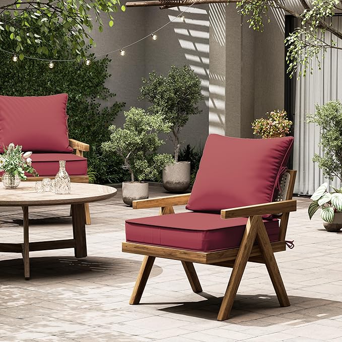 Outdoor Seat Cushion Set 19 L × 19 W × 4 H Inch Waterproof & Fade Resistant - Image 7