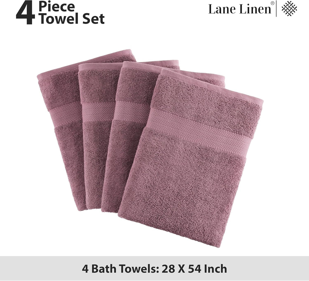 lane linen bath towel set quick dry 100% showing dimensions