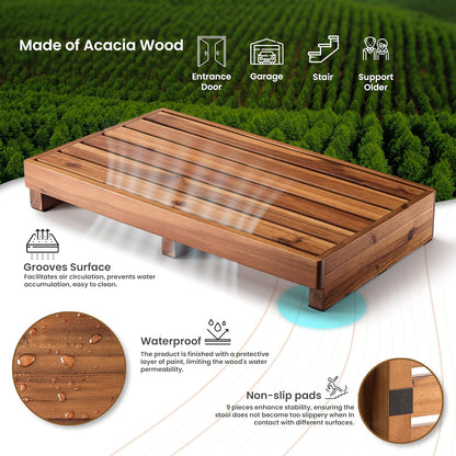 tinamo 3.5" one step stool, acacia step stool, close-up detail