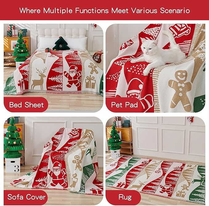 MYSKY HOME 71"X118" Loveseat Christmas Couch Cover, Sectional Sofa Covers Sofa - Image 5