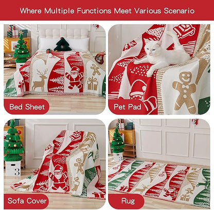 MYSKY HOME 71"X118" Loveseat Christmas Couch Cover, Sectional Sofa Covers Sofa - Image 5