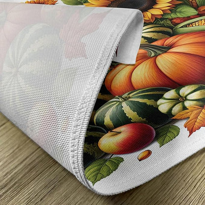 Ambesonne Fall Place Mats Set of 8, Pumpkins Apples and Sunflowers Harvest Time - Image 5