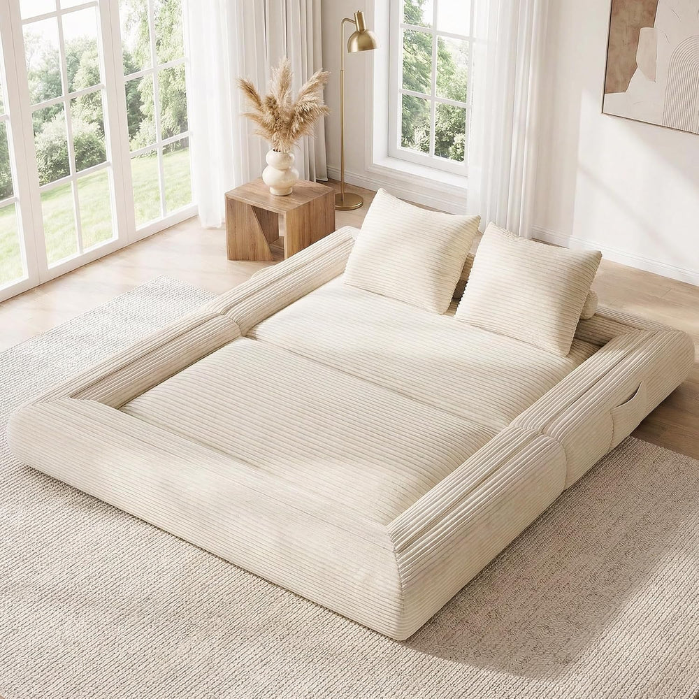 Jocoevol 4-in-1 Convertible Folding Sofa Bed, 78"W x 68"L Queen Siz...