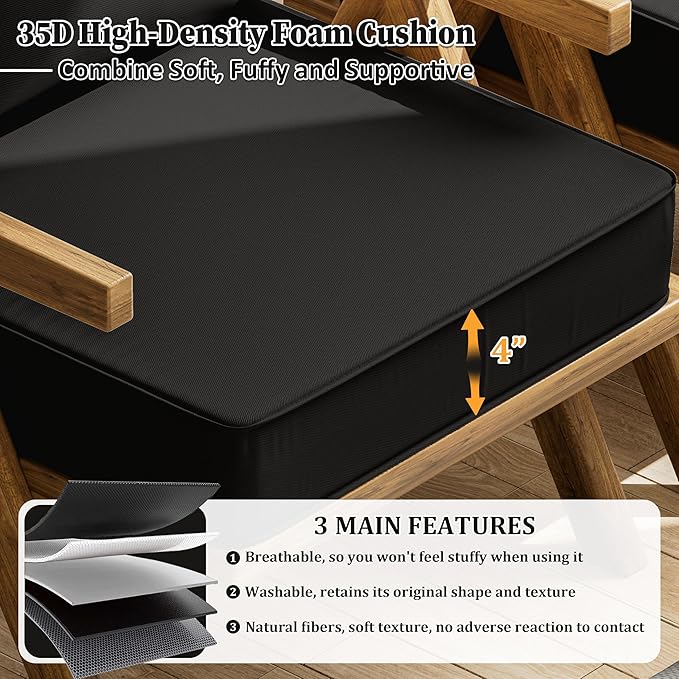 Outdoor Seat Cushion Set 22 L × 22 W × 4 H Inch Waterproof & Fade Resistant - Image 3