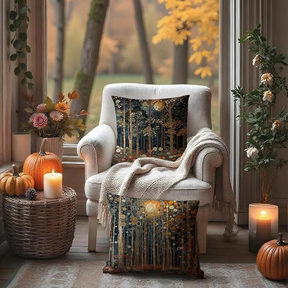 Rustic William Morris Inspired Autumn Forest Decor Throw Pillow Covers 18x18 - Image 4