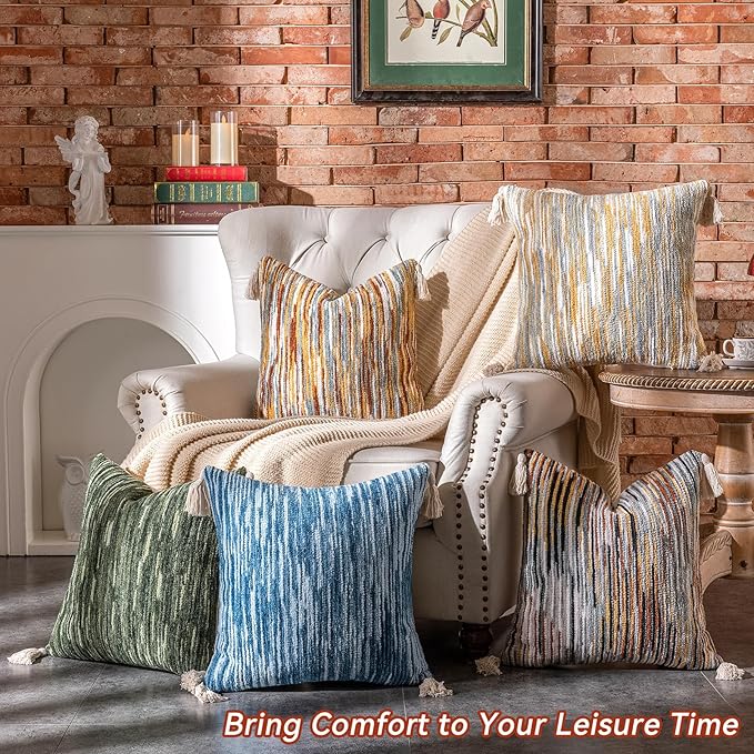AmHoo Boho Throw Pillow Covers Set of 2 Decorative Bohemian Woven Tufted - Image 4