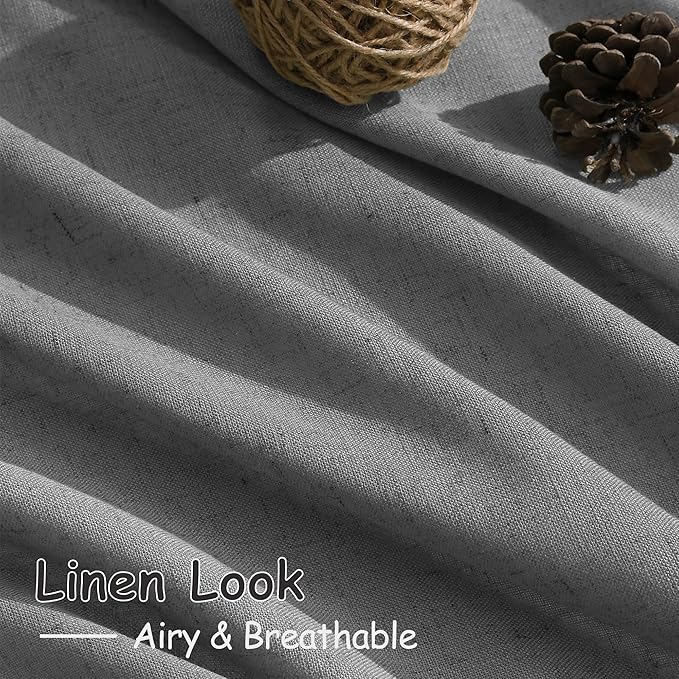 Dark Gery Linen Curtains 90 Inch Length 2 Panel Set - Image 5