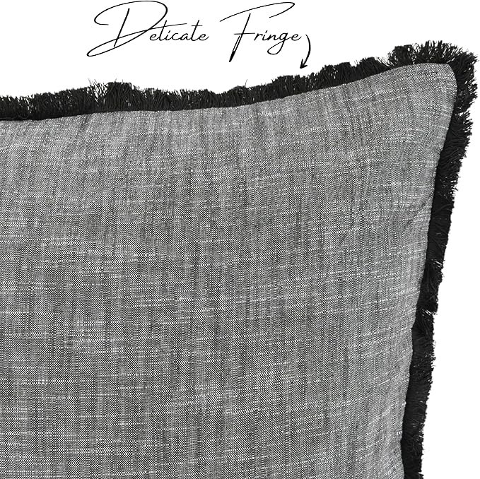 18×18 Grey Textured Cotton Throw Pillow Covers - Image 2
