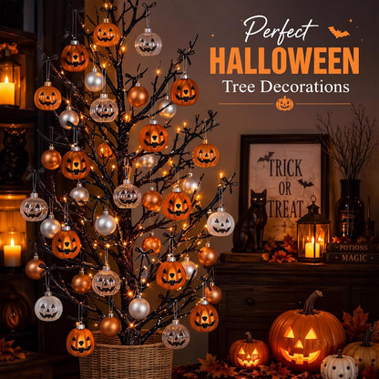 42 Pcs Halloween Ball Ornament Jack O Lantern Pumpkin Tree Decor