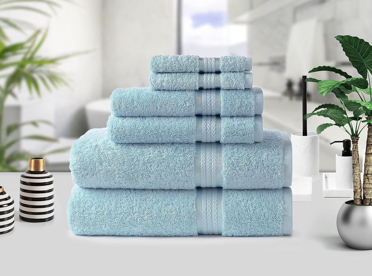cotton craft ultra soft 6 piece towel set, close-up detail