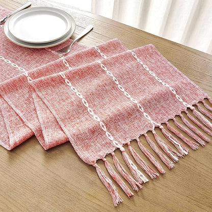 ZeeMart Farmhouse Braided Striped Table Runner, Rustic Red Table Runners 90 - Image 7