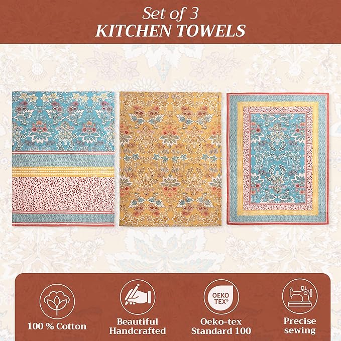 Maison d' Hermine Kitchen Towels Set of 3 100% Cotton 27.50" x 20" Reusable - Image 2
