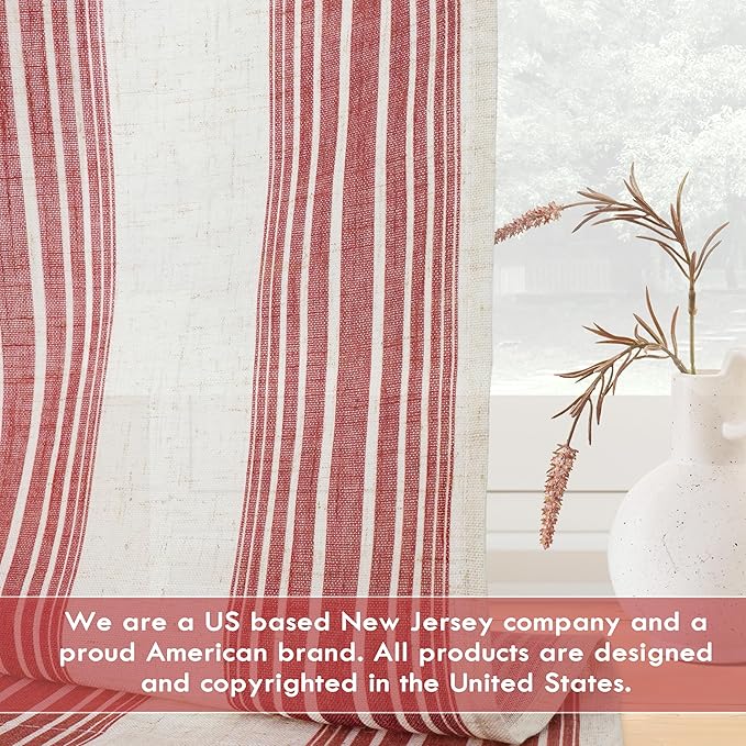 DriftAway Farmhouse Vertical Striped Linen Blend Textured Light Filtering Semi - Image 4