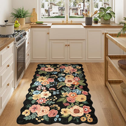 DUKINO 3x5 Area Rug, Floral Non-Slip Indoor Washable Rug - Image 3