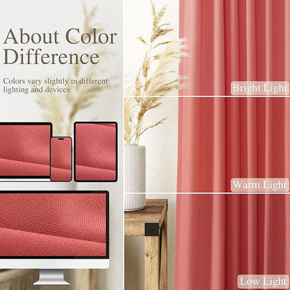 Nanspring Linen Curtains 96 Inch Curtains 2 Panels, Watermelon Red - Image 4