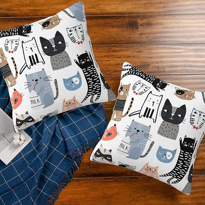 Throw Pillow Cover Case Funny Cats Pillow Covers 16x16 Inch Set of 2, Soft - Image 7