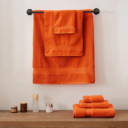 cozyart luxury bath towel set 6 pcs, burnt, front angle view