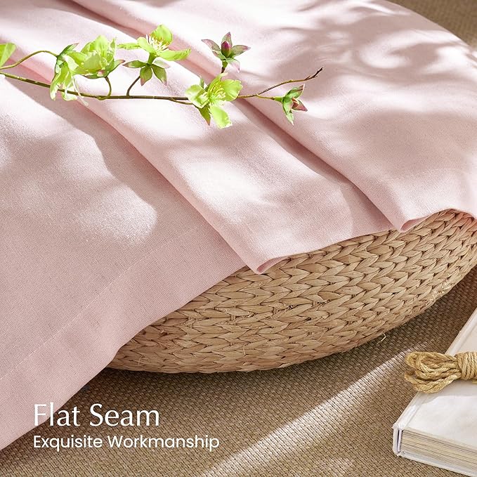 NICETOWN Linen Light Pink Sheer Curtains - Image 6