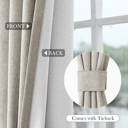 Macochico Extra Wide 100% Blackout Chenille Curtains 100" Wx96 L Thermal Drapes - Image 6