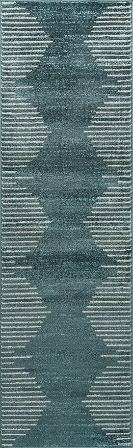 Rugshop Bohemian Stripe Stain Resistant High Traffic Living Room Kitchen - Image 3