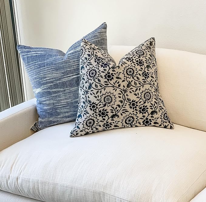 Designer Floral Print on Natural Linen Pillow Cover, Boho Pillow Cover - Image 10