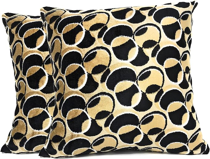 Tache 2 Piece 18 X 18 Inch Square Chic Soft Geometric Velvety Eternal Eclipse by TacheHomeFashion