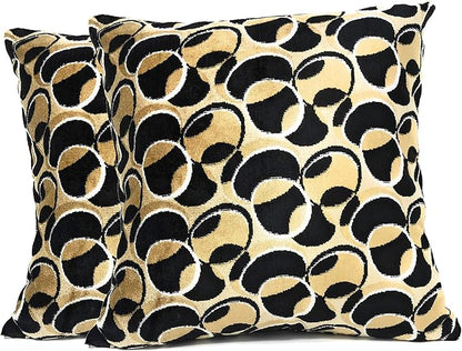 Tache 2 Piece 18 X 18 Inch Square Chic Soft Geometric Velvety Eternal Eclipse by TacheHomeFashion