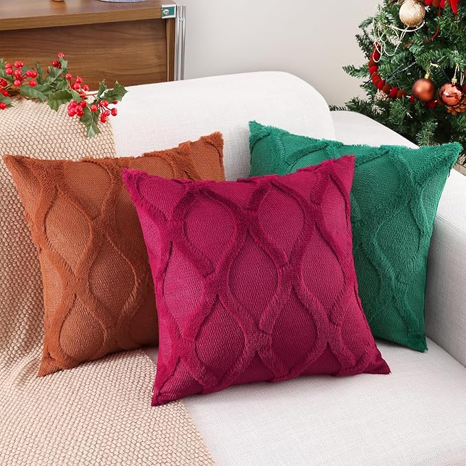 decorUhome Christmas Throw Pillow Covers 24x24 Inch Set of 2, Soft Plush Faux - Image 5
