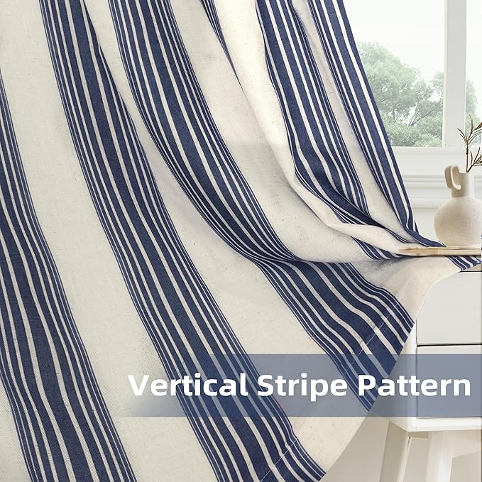 DriftAway Farmhouse Vertical Striped Linen Blend Textured Light Filtering Semi - Image 7
