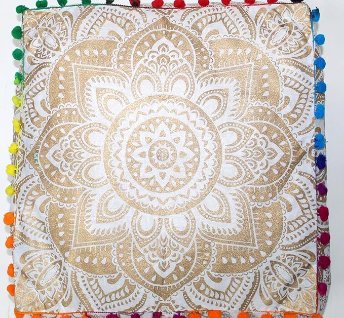 CRAFT KALA 16" Square Large Hippie Mandala Meditation Floor Ottoman Pillow - Image 6