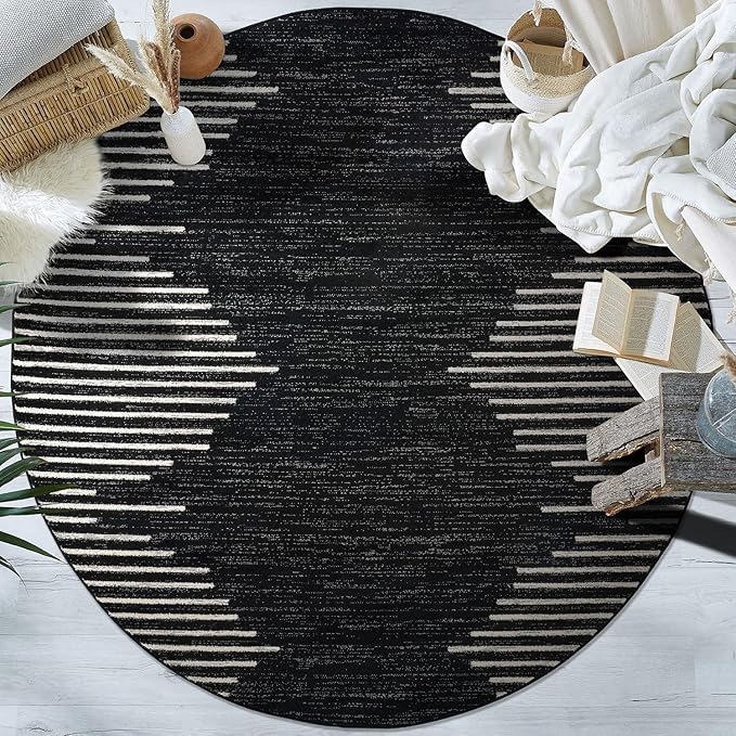 Rugshop Bohemian Stripe Stain Resistant High Traffic Living Room Kitchen - Image 9