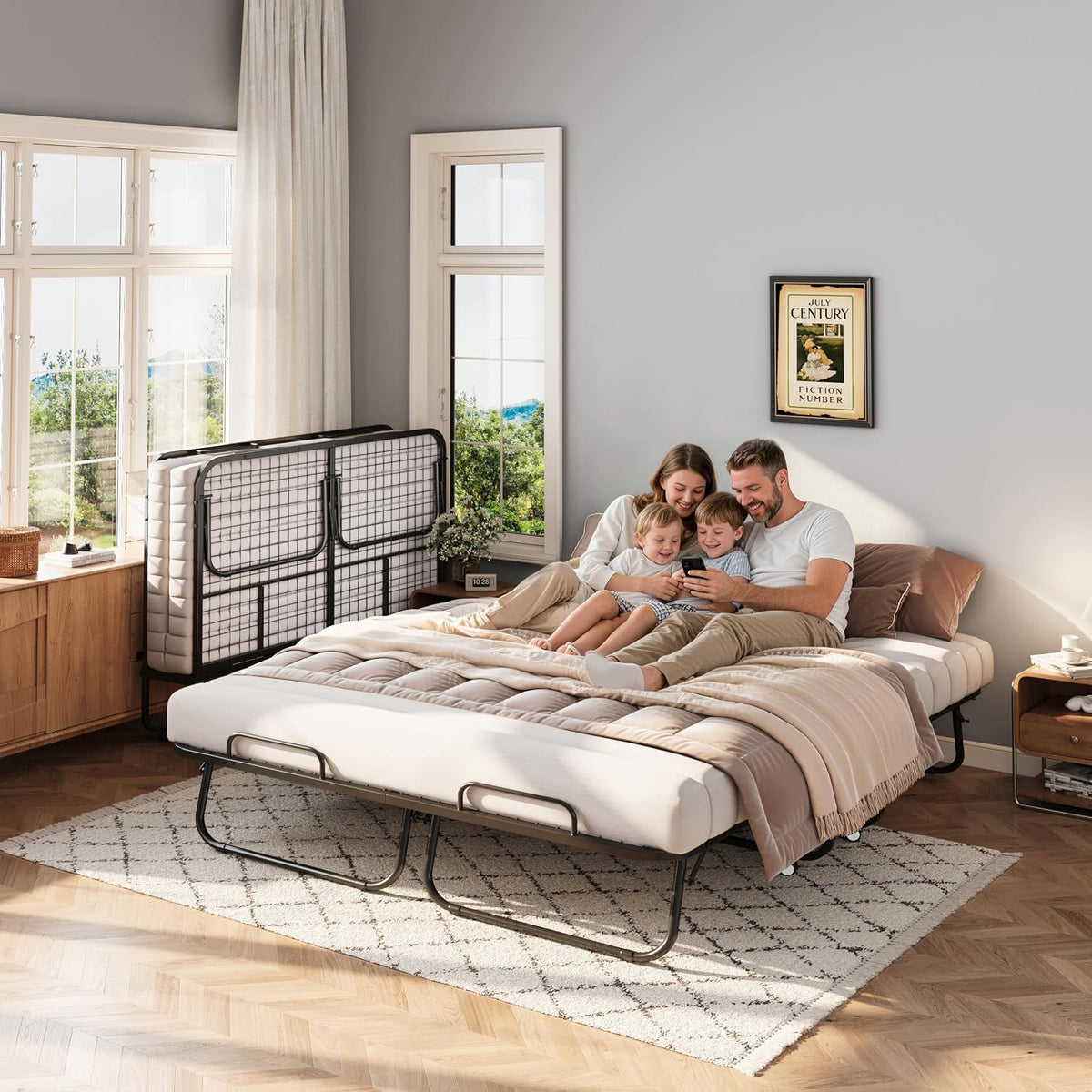 79"x59" folding bed with 5" memory mattress, queen, main product view