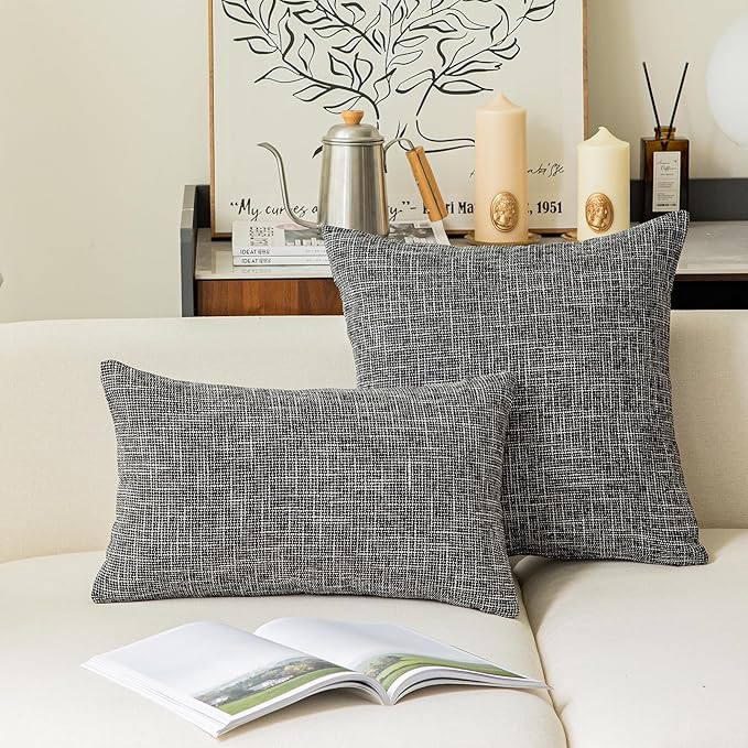 Kevin Textile Faux Linen Square 2 Tone Woven Fine Throw Pillow Sham Cushion - Image 4