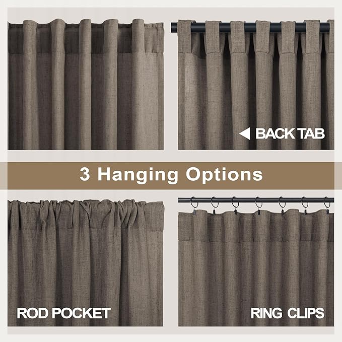 96 Inch Long Dark Brown Living Room Curtains - Image 4
