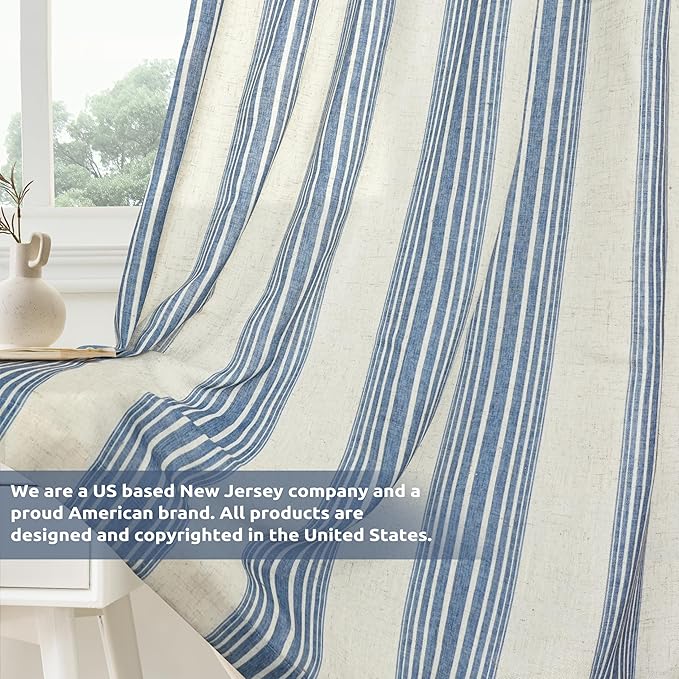 DriftAway Farmhouse Vertical Striped Linen Blend Textured Light Filtering Semi - Image 5