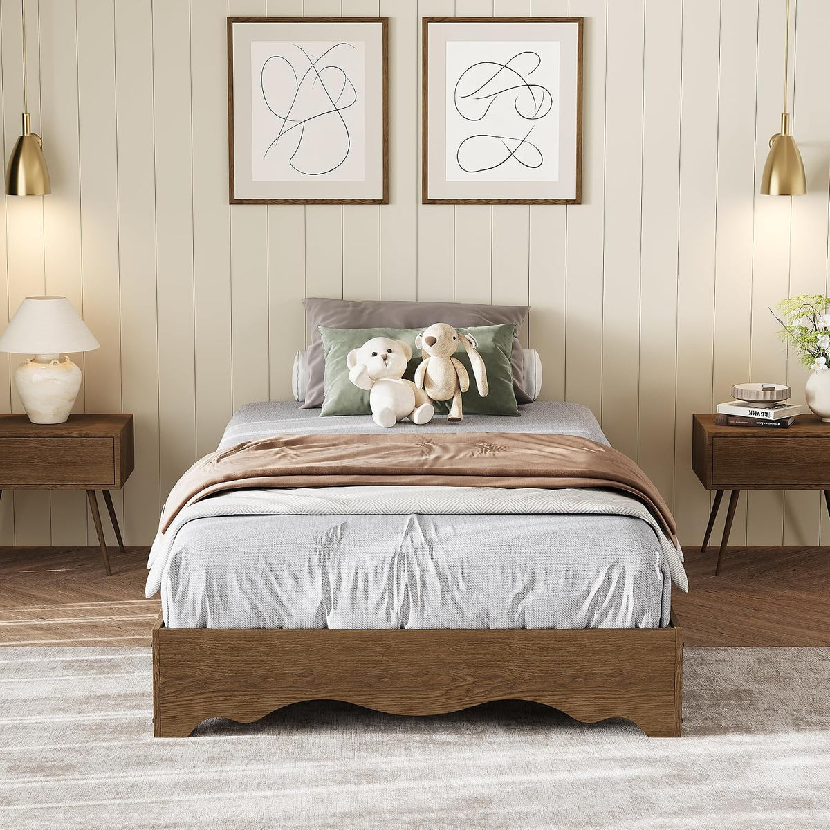 garvee twin wood platform bed frame, wood bed, main product view