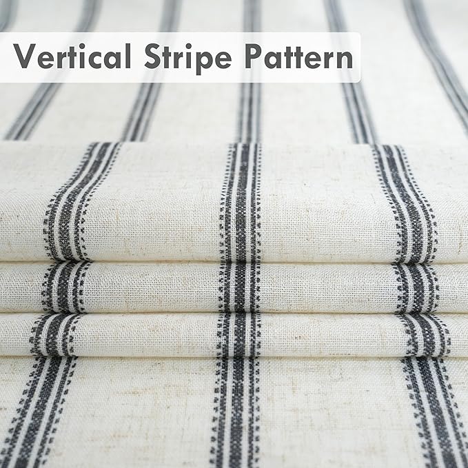 DriftAway Farmhouse Vertical Striped Linen Blend Textured Light Filtering Semi - Image 6
