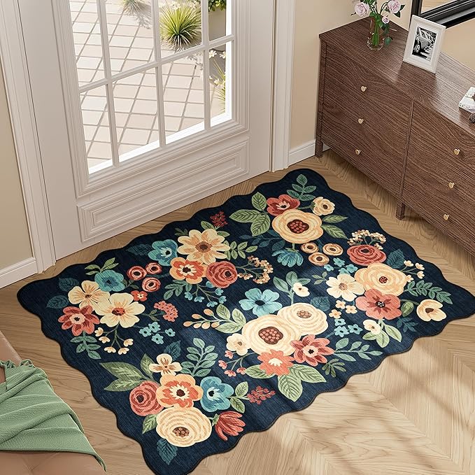 DUKINO 2x3 Entryway Rug, Floral Washable Indoor Door Mat - Image 2