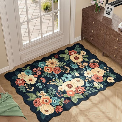 DUKINO 2x3 Entryway Rug, Floral Washable Indoor Door Mat - Image 2
