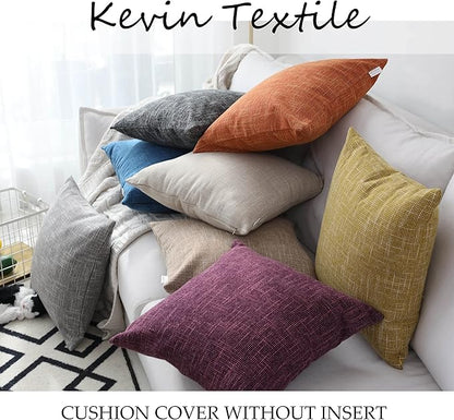 Kevin Textile Faux Linen Square 2 Tone Woven Throw Pillow Sham Cushion Case - Image 5