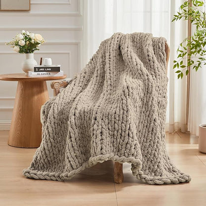Carriediosa Chunky Knit Throw Blanket 60" X 80" Twin, 100% Hand Made Large - Image 8