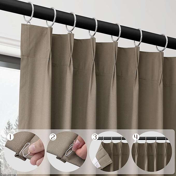 Dark Taupe Blackout Curtains 84 Inch Long - Image 3